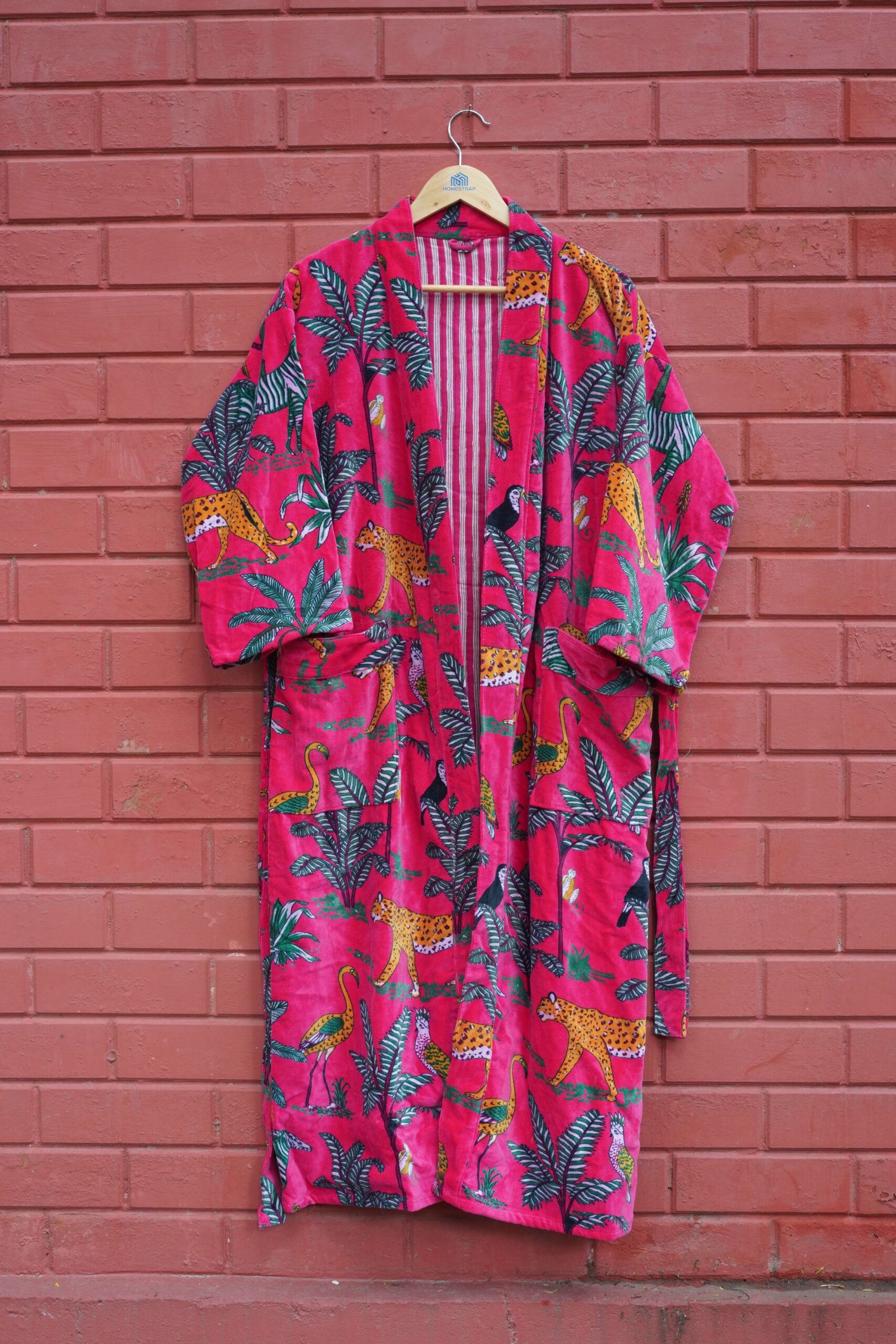 Womens Pink Velvet Embroidered Jacket with Floral Design - Image 5