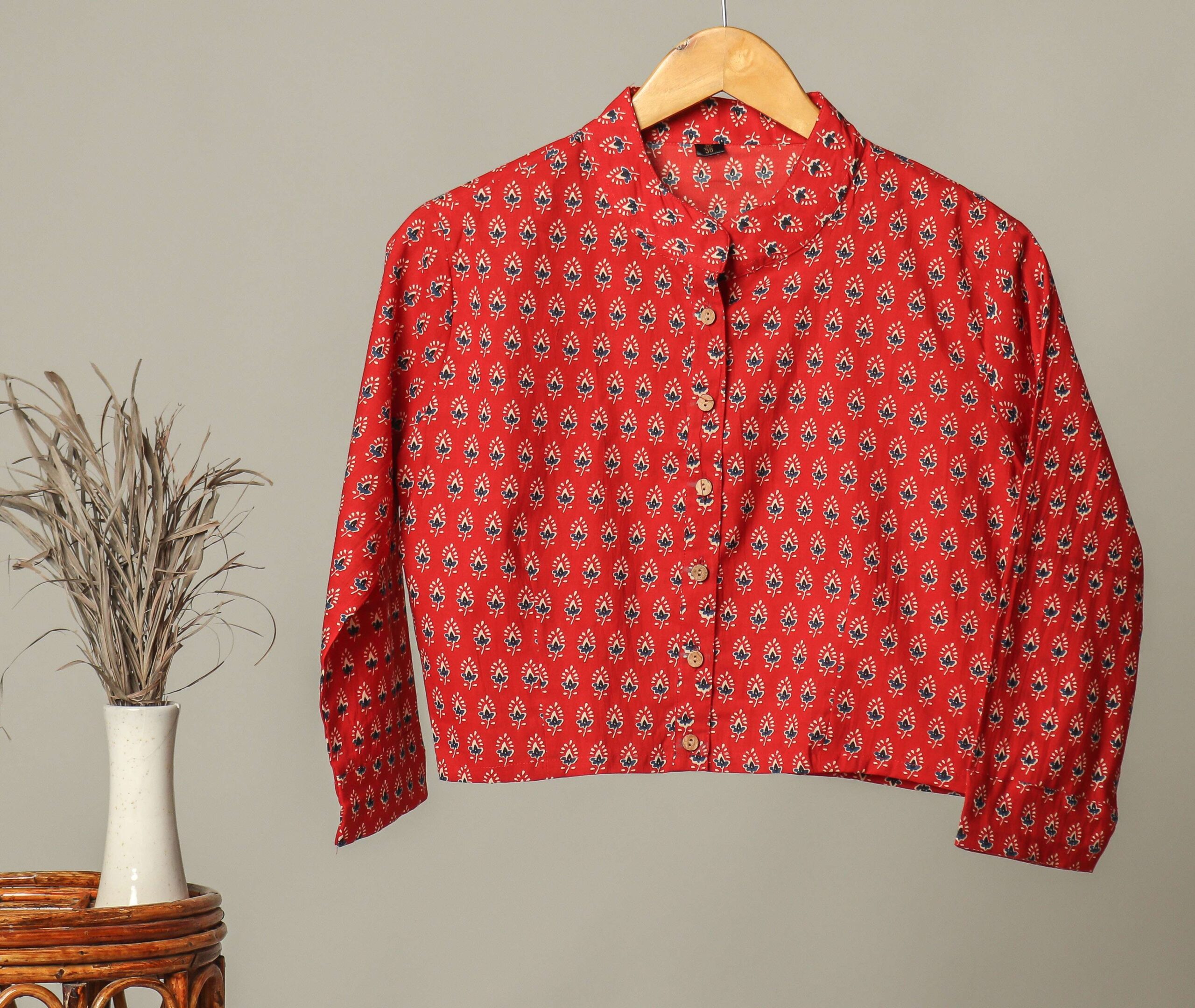 Handmade Block Print Cotton for Women ? Ethnic Floral Printed Top with Long Sleeves